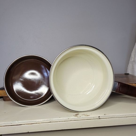 Vintage SankoWare Enamel Sauce Pan Pot with Lid - Picture 3 of 6